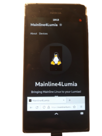 Lumia 735 running Phosh on postmarketOS