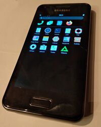 Samsung Galaxy S Advance GT-I9070 running Phosh under PostmarketOS