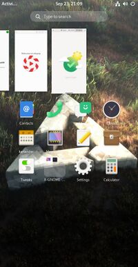 Gnome Shell w/ mobile patches running on pmbootstrap qemu