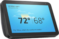 Echo Show 8 with the weather displayed on it's screen