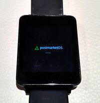 LG G Watch showing postmarketOS boot screen