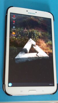 Photo of the Galaxy Tab 3 8.0 running postmarketOS