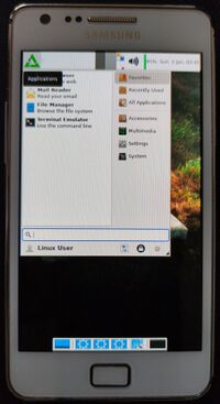 Samsung Galaxy S II (GT-I9100G) running Xfce4