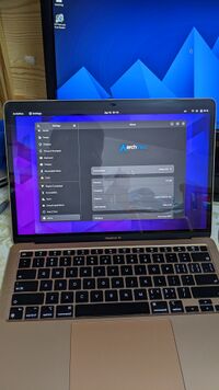 MacBook Air M1 2020 running Arch Linux.